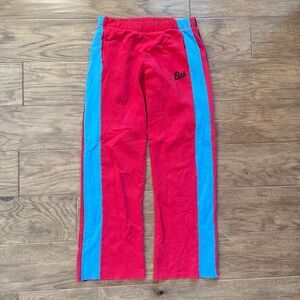 PINK Victoria's Secret Sweatpants Size XS Red/Blue Stripe Fleece Wide Leg